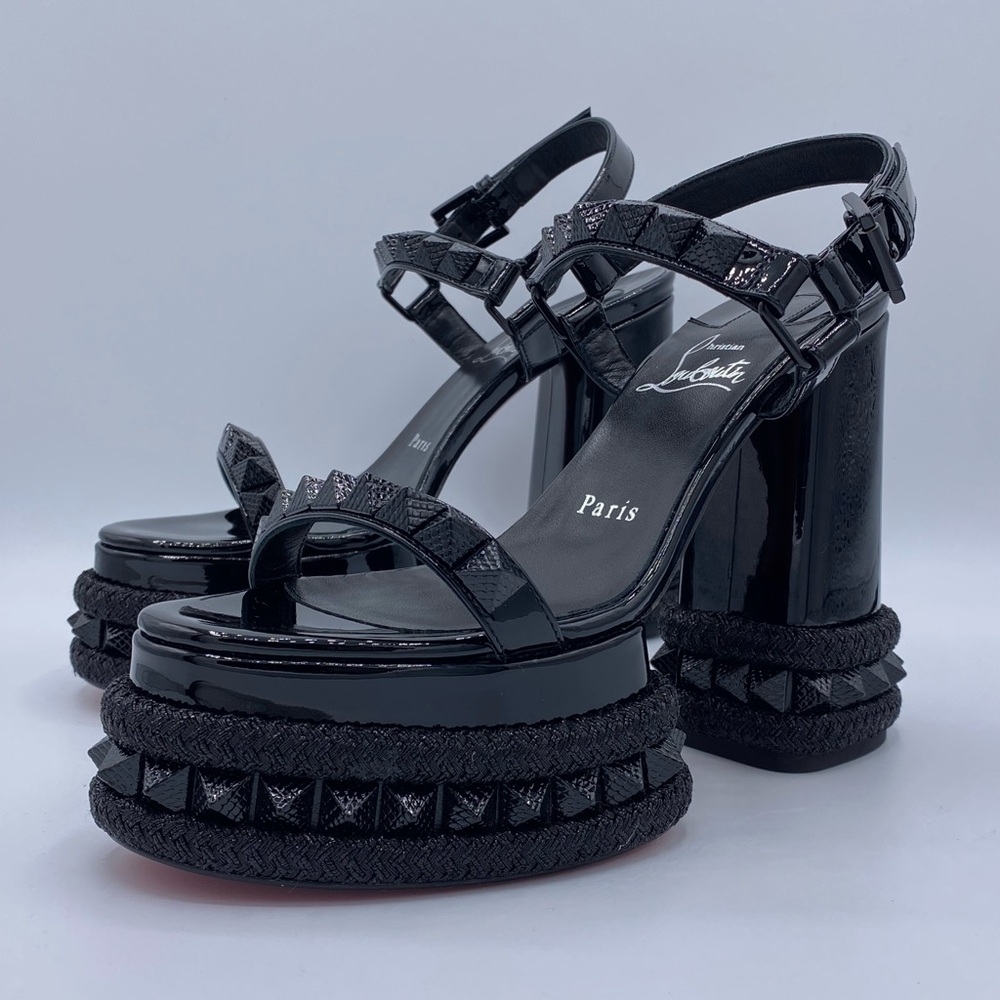 Christian Louboutin SUPERACLOU BLACK SANDALS 130mm plataform